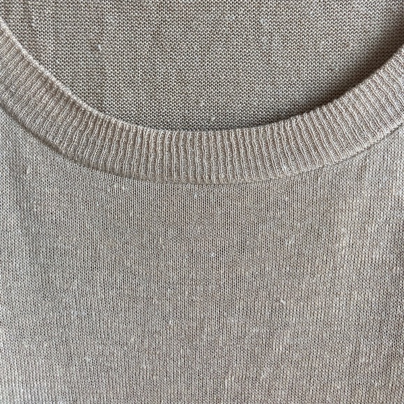 Bill Blass linen jersey dress size XS tan color midi length - Picture 11 of 13